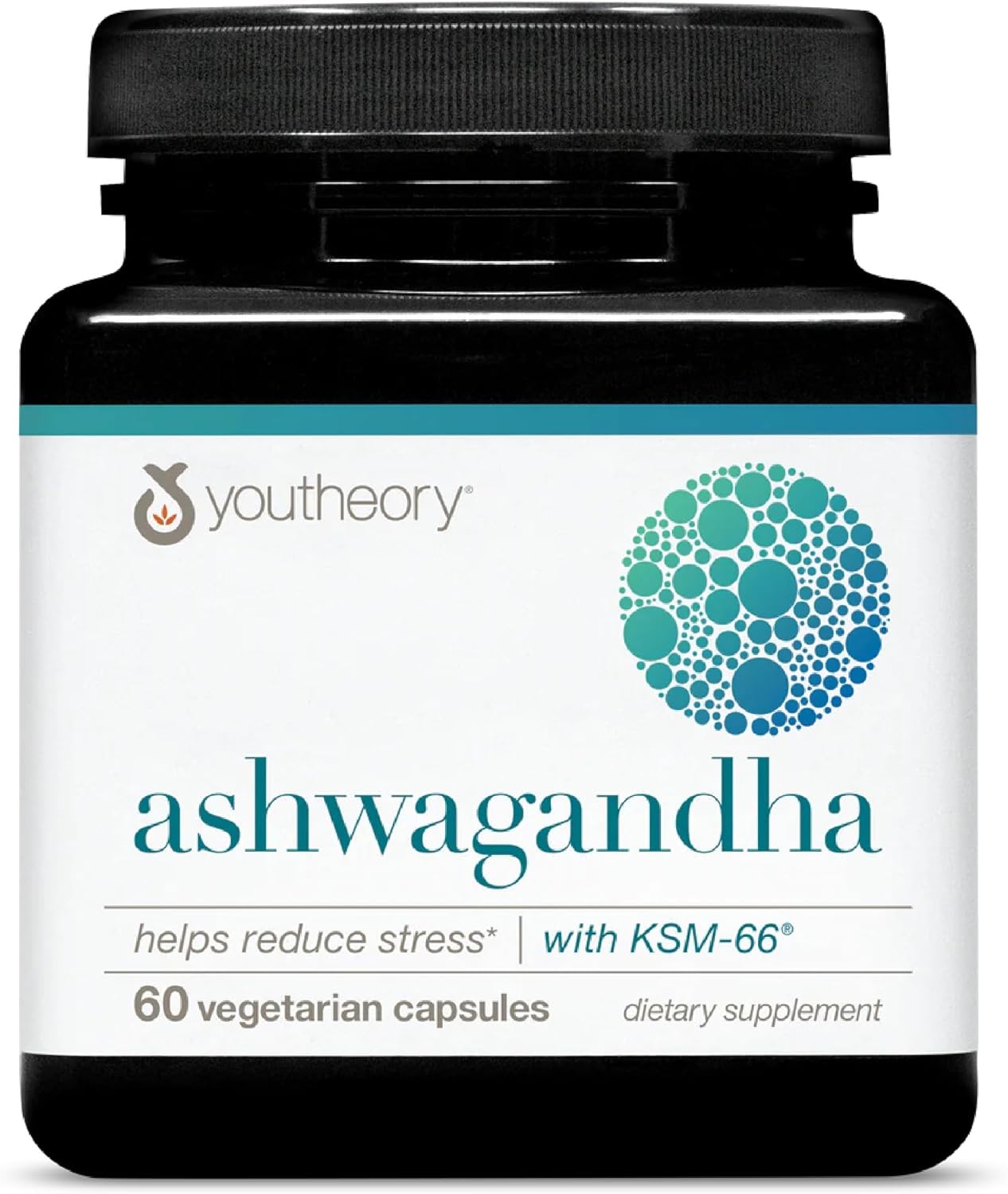1,000mg Youtheory Ashwagandha Supplement - Stress & Cortisol Support - 60 Veg Caps - Gluten, Dairy, Soy Free