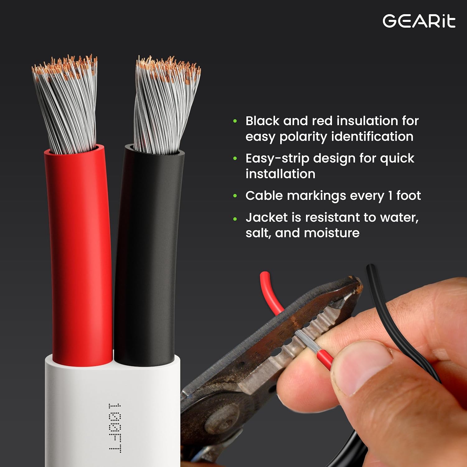 100ft GEARit 8 Gauge Marine Wire - White 8/2 AWG Duplex Cable, Tinned OFC Copper - Boat/Automotive/RV/Trailer/Solar - Outdoor Use