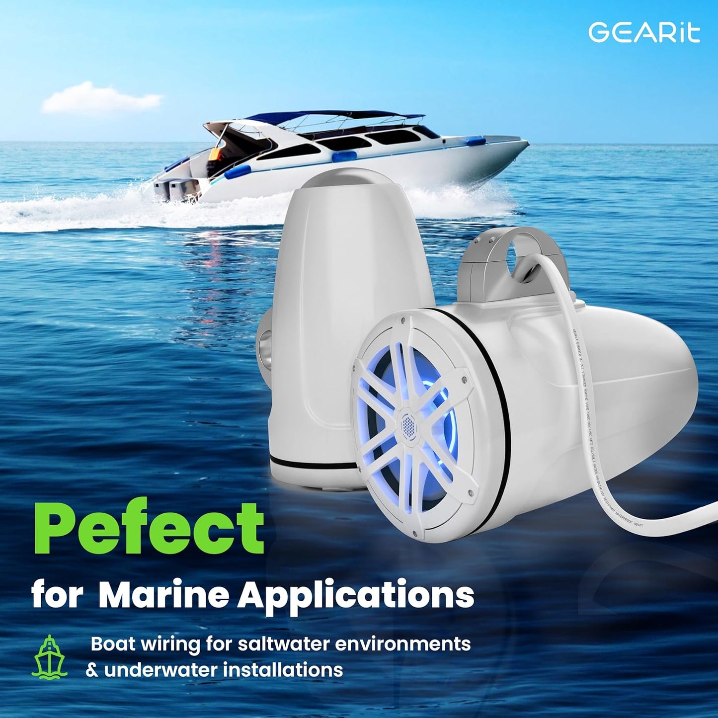 100ft GEARit 8 Gauge Marine Wire - White 8/2 AWG Duplex Cable, Tinned OFC Copper - Boat/Automotive/RV/Trailer/Solar - Outdoor Use