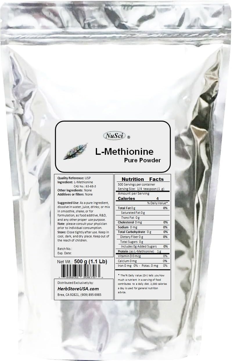 100g (3.52 oz) Pure L-Methionine Powder by NuSci - High Quality Amino Acid Supplement