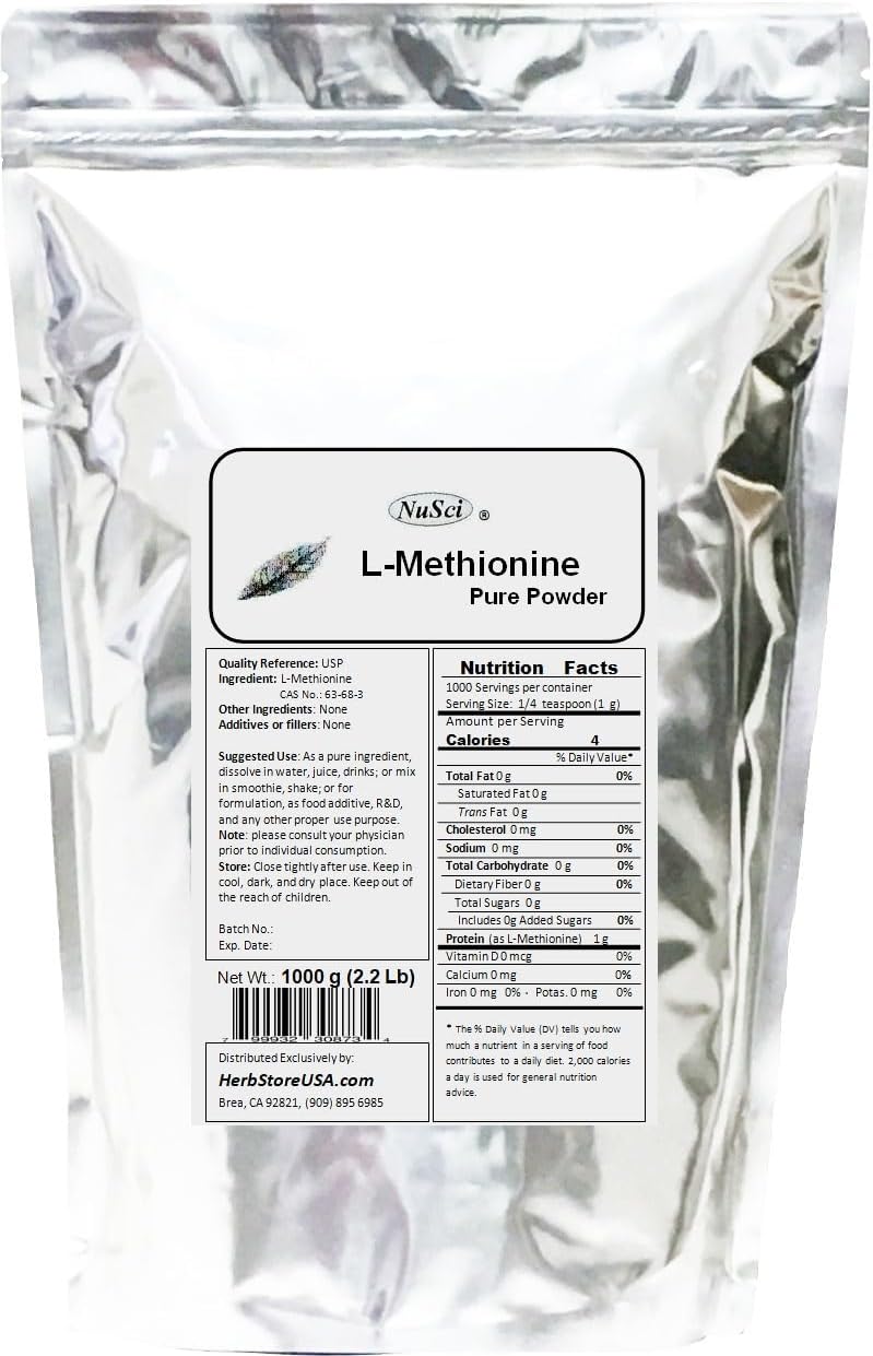 100g (3.52 oz) Pure L-Methionine Powder by NuSci - High Quality Amino Acid Supplement