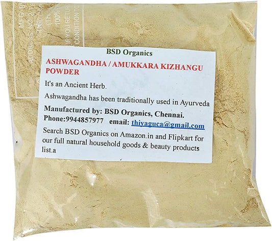 100g BSD Organics Ashwagandha Powder - Pure Amukkara Kizhangu Supplement