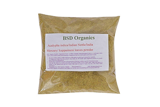 100g BSD Organics Indian Nettle Leaves Powder - Acalypha Indica, Indian Mercury, Copperleaf - Kuppaimeni Powder, 3.5oz