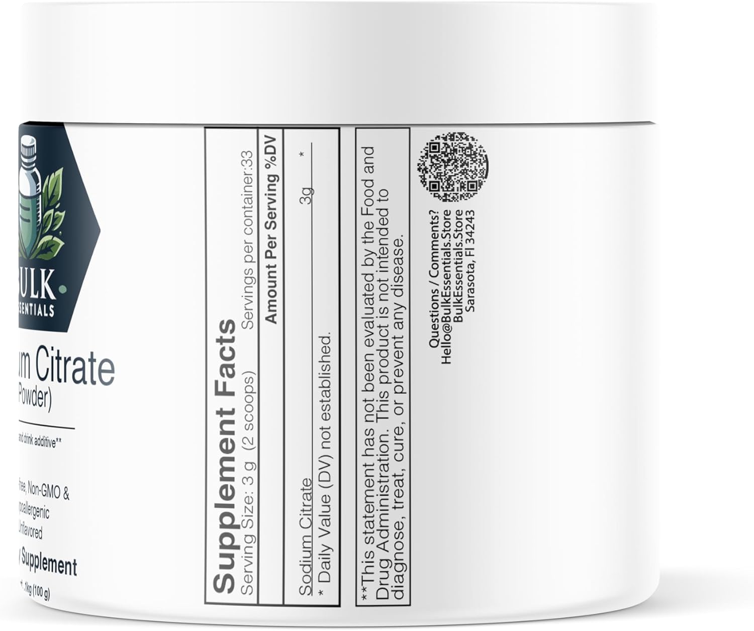 100g Bulk Food Grade Sodium Citrate Powder for Cooking - Keto Friendly Sodium Citrate Essentials