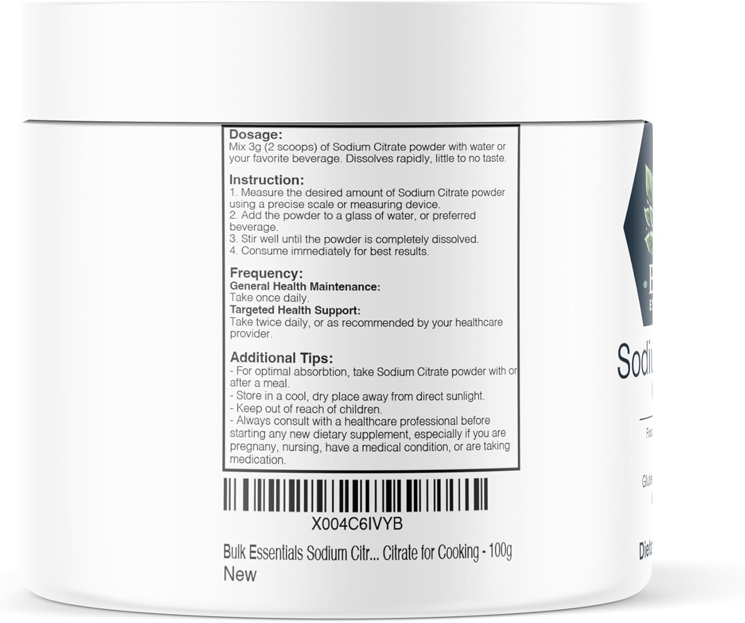 100g Bulk Food Grade Sodium Citrate Powder for Cooking - Keto Friendly Sodium Citrate Essentials