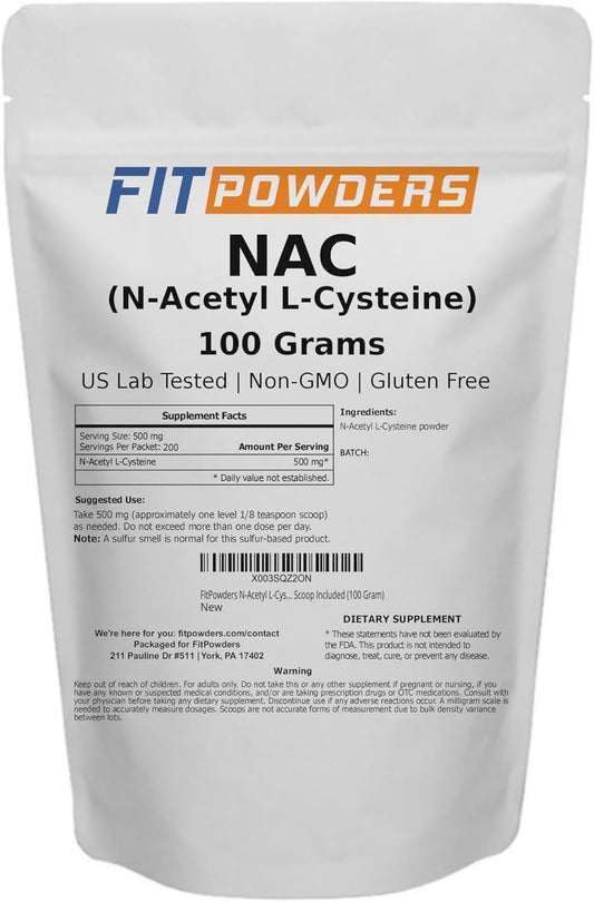 100g FitPowders NAC Powder with Scoop - N-Acetyl L-Cysteine Supplement