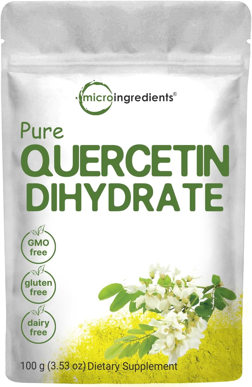 100g Micro Ingredients Quercetin Dihydrate Powder - 500mg Per Serving, High Bioavailability, Antioxidant for Energy & Immune Support, GMO-Free, Vegan