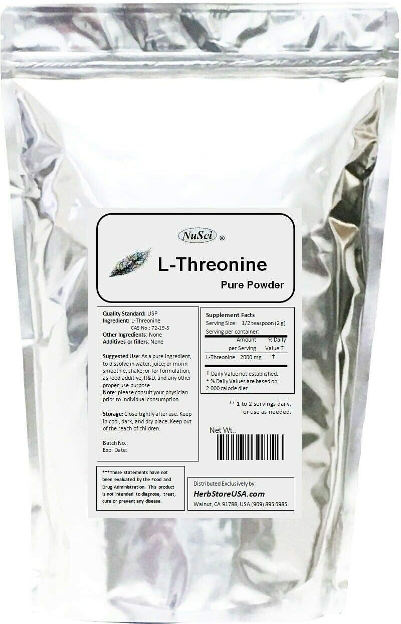 100g NuSci L-Threonine Powder - Pure Amino Acid Supplement for Muscle Growth & Recovery