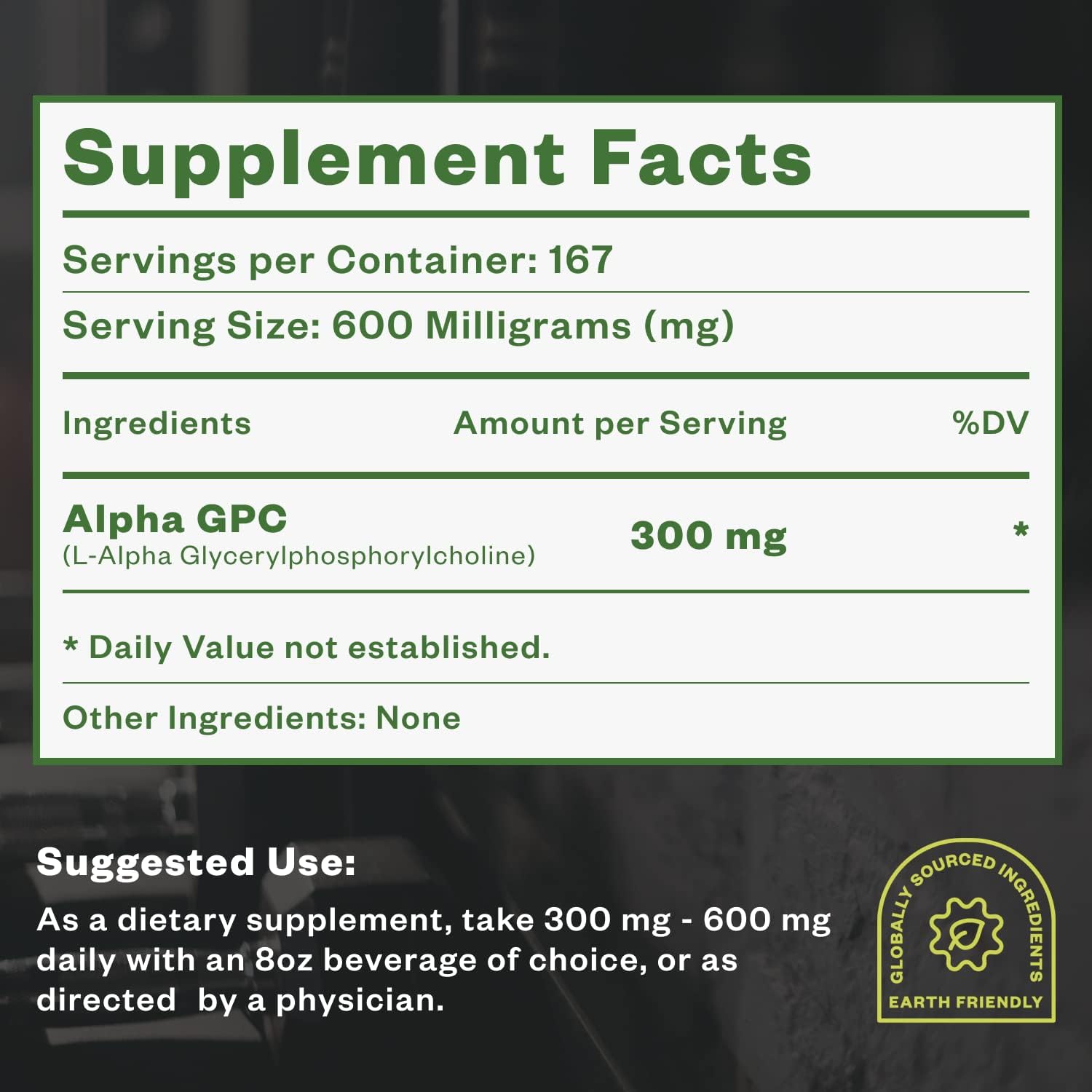 100g Purisure Alpha GPC 50% Powder: Pure Choline Supplement for Brain, Memory, Focus - Non-GMO, No Fillers - 167 Servings