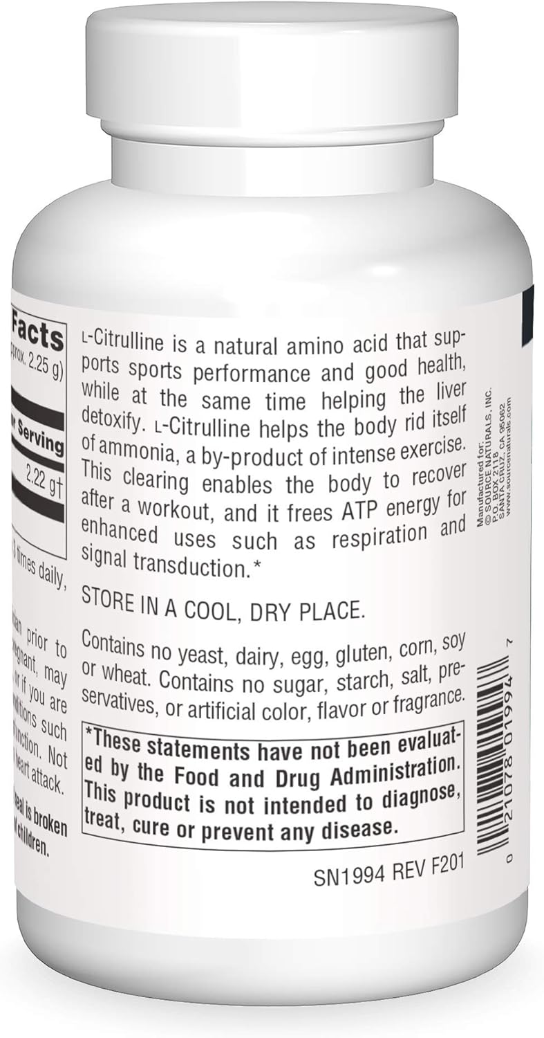 100g Source Naturals L-Citrulline Powder for Exercise Recovery, Energy, and Detox