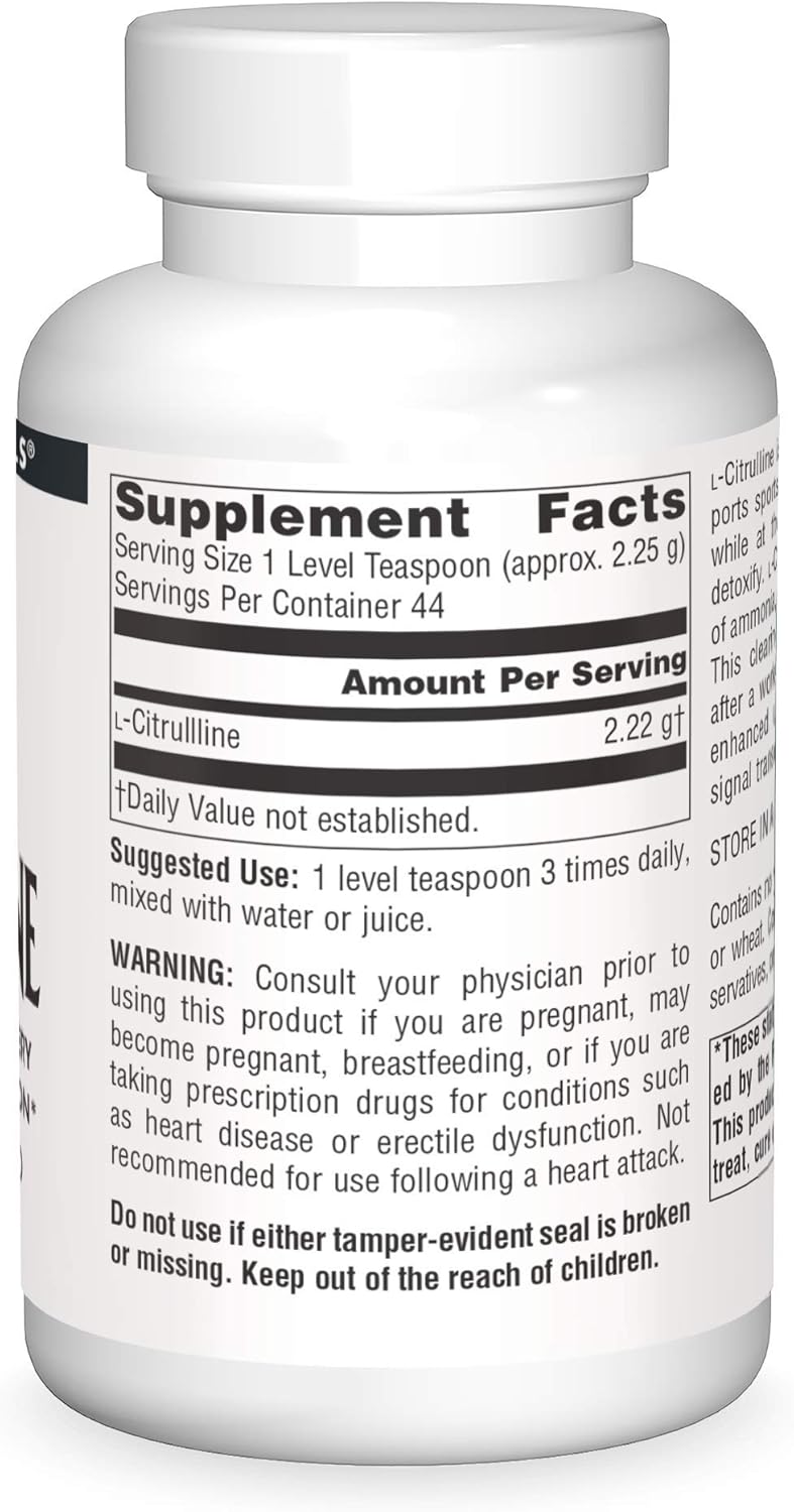 100g Source Naturals L-Citrulline Powder for Exercise Recovery, Energy, and Detox