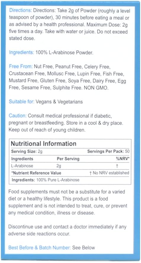 100g Sweet Cures L-Arabinose Original Powder - Natural Sugar Substitute