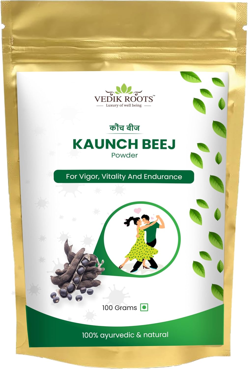 100g VEDIKROOTS Kaunch Beej Powder - Boost Strength & Stamina with Ayurvedic Ingredients