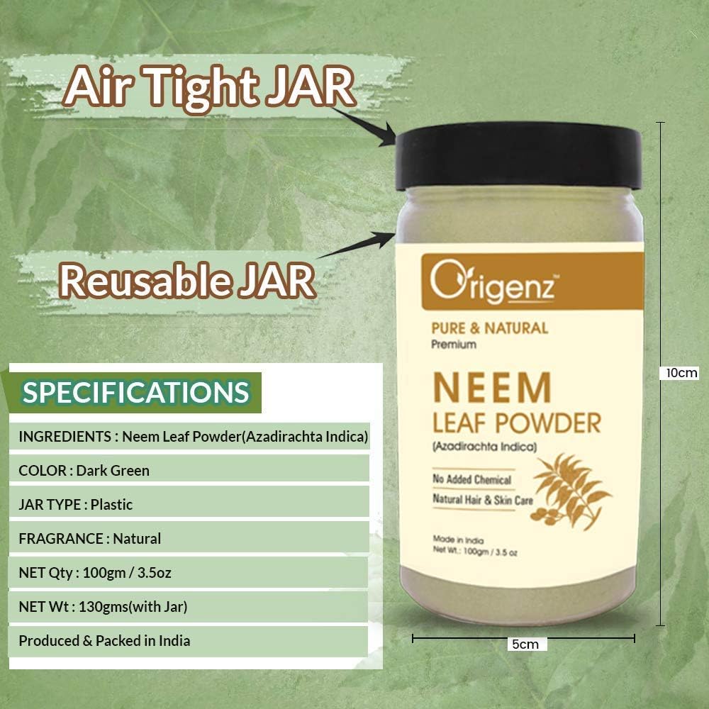 100gm Neem Leaf Powder Face Pack - Soft & Glowing Skin, Controls Acne, Pimples, Scars, Blackheads, Dandruff