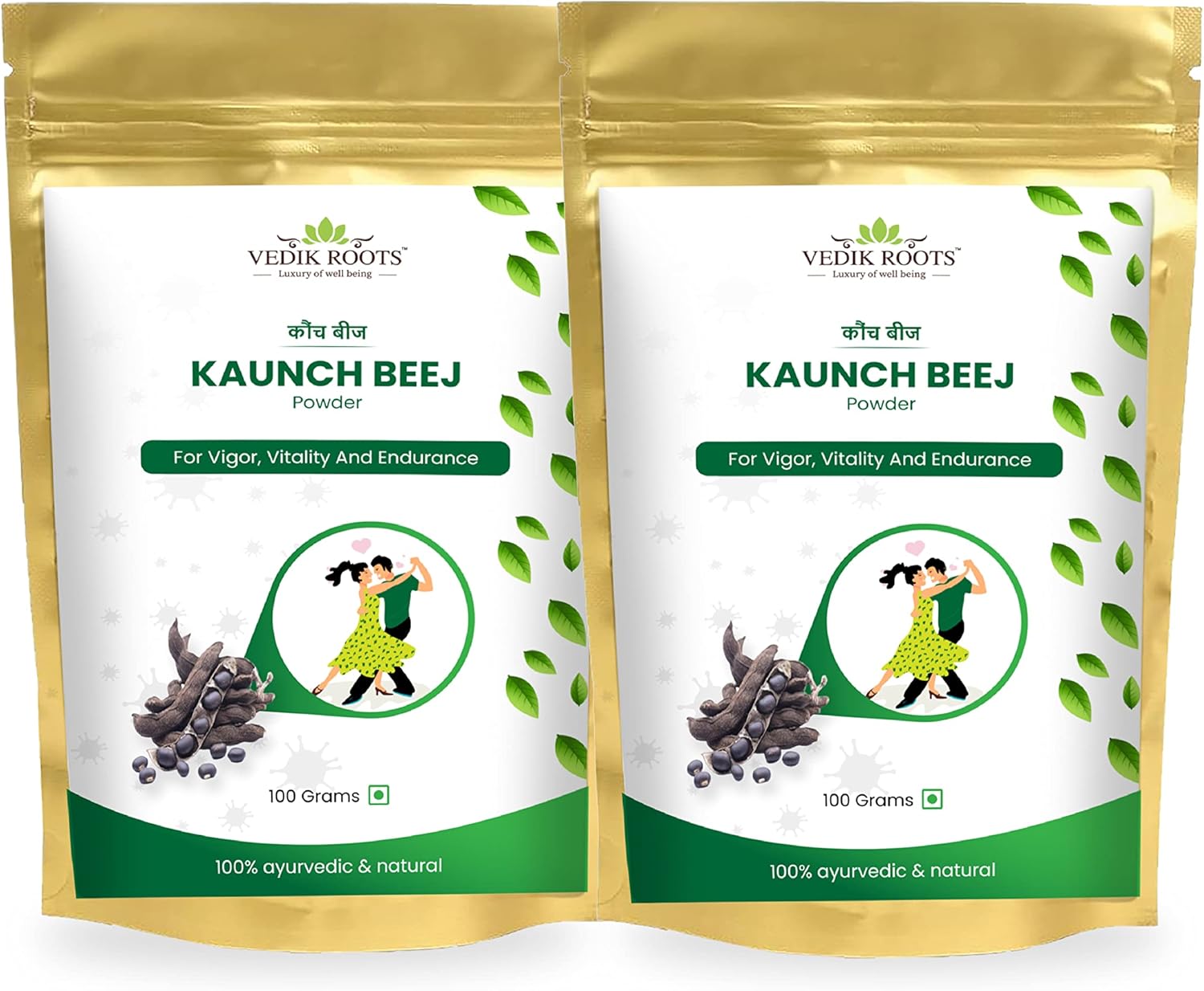 100Gm (Pack of 2) VEDIKROOTS Kaunch Beej Powder for Enhanced Strength and Stamina with Ayurvedic Benefits