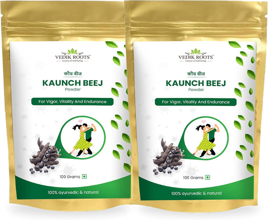 100Gm (Pack of 2) VEDIKROOTS Kaunch Beej Powder for Enhanced Strength and Stamina with Ayurvedic Benefits