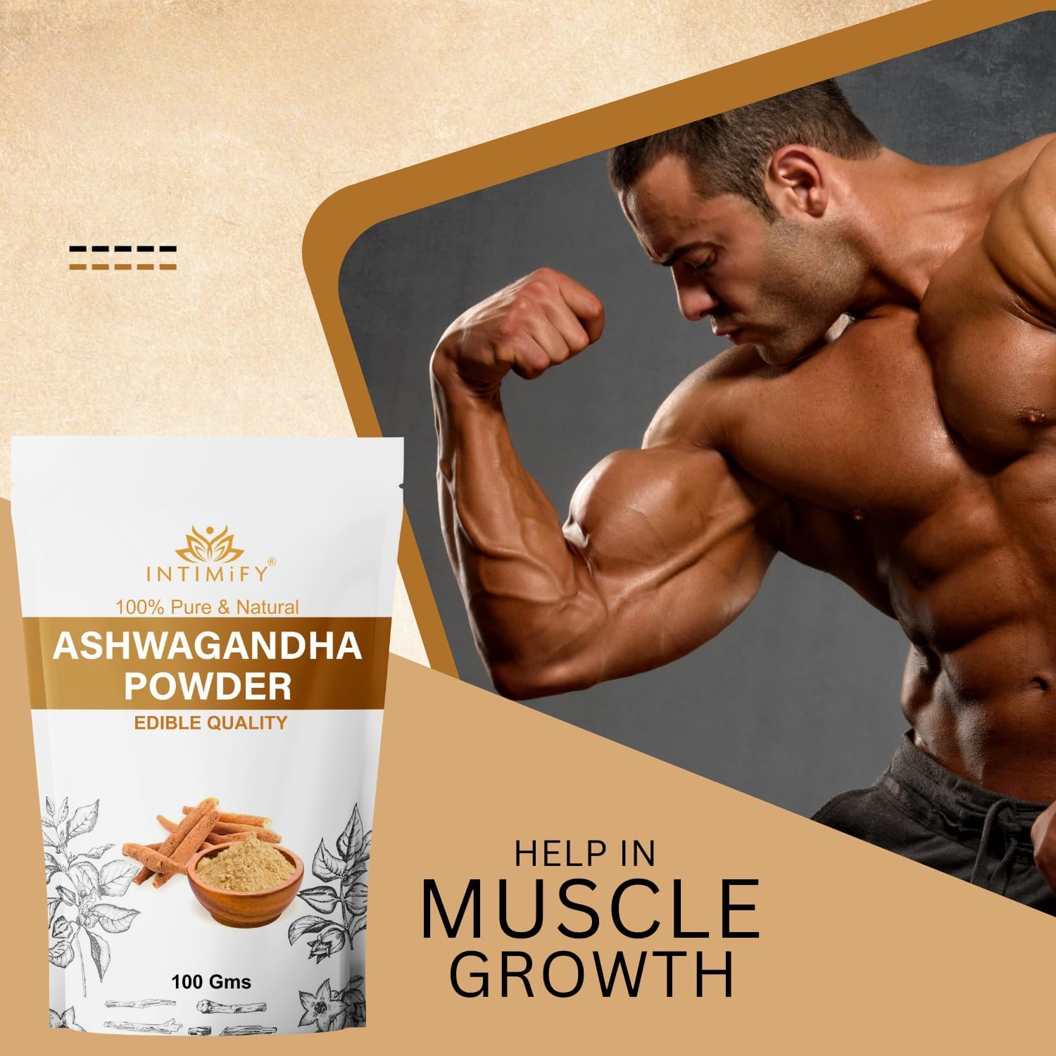 100gm Pure Ashwagandha Powder for Face Pack, Weight Gain, Height Support | Natural & Organic | Men and Women
