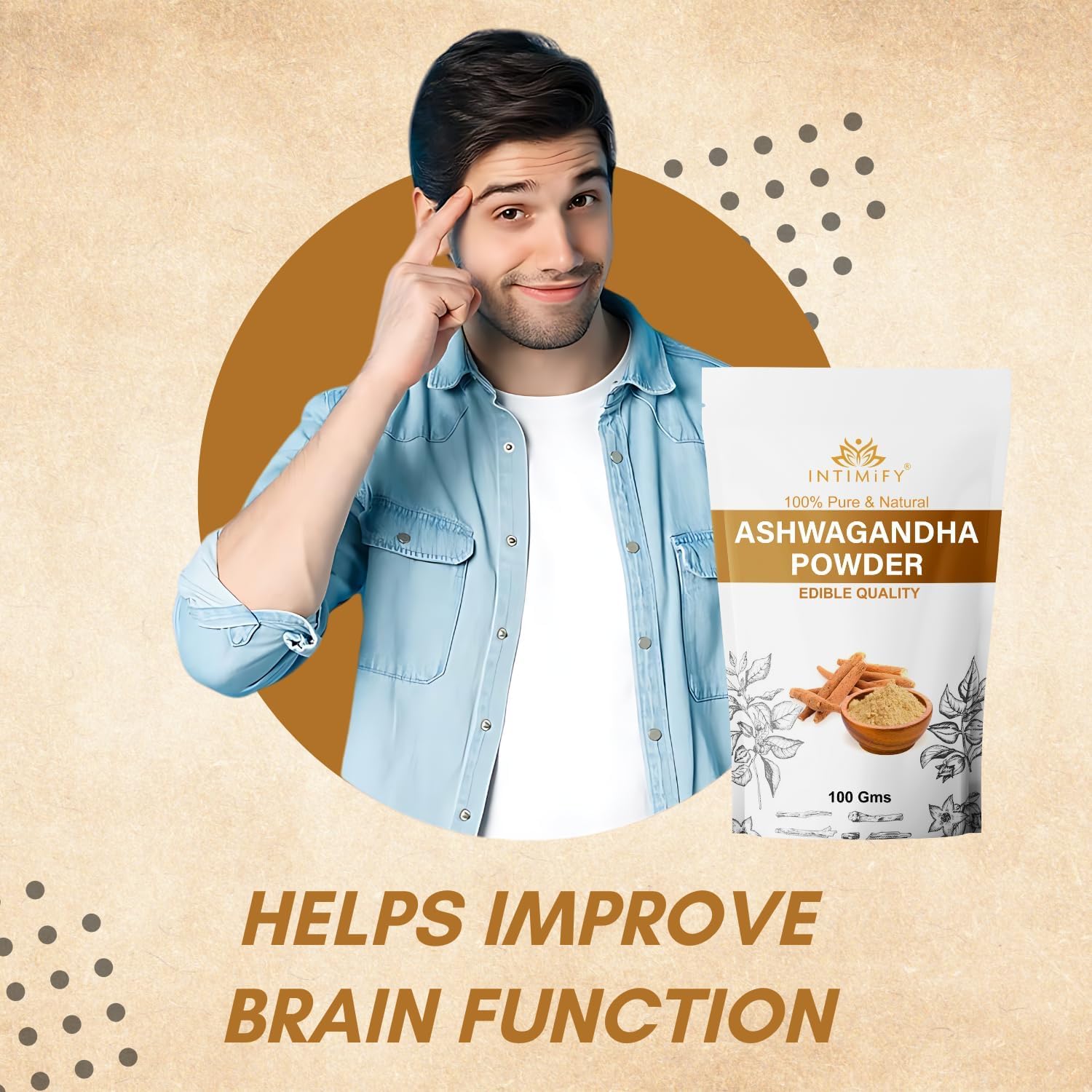 100gm Pure Ashwagandha Powder for Face Pack, Weight Gain, Height Support | Natural & Organic | Men and Women