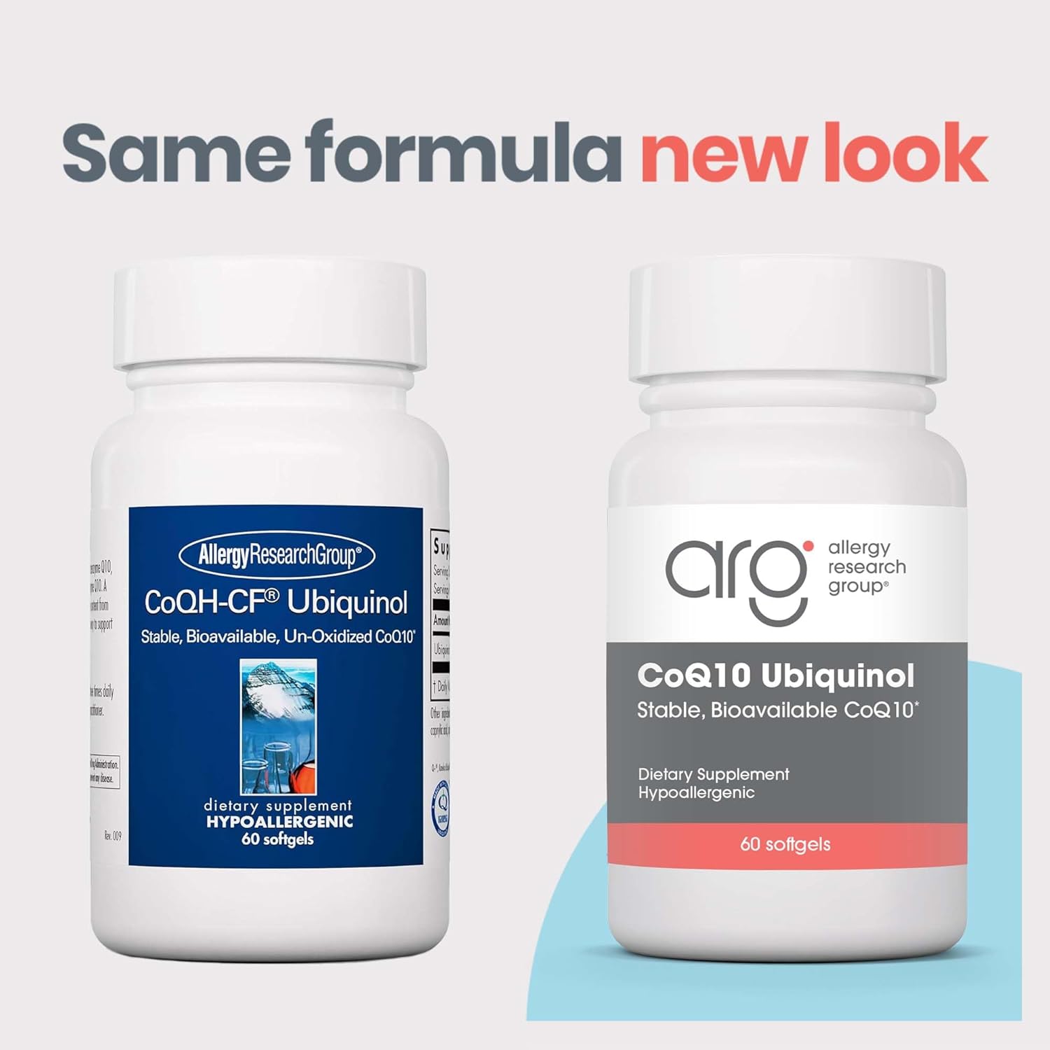 100mg Allergy Research Group CoQH-CF Ubiquinol Supplement - Cardiovascular & Immune Support - Stable & Bioavailable Softgels - 60 Count
