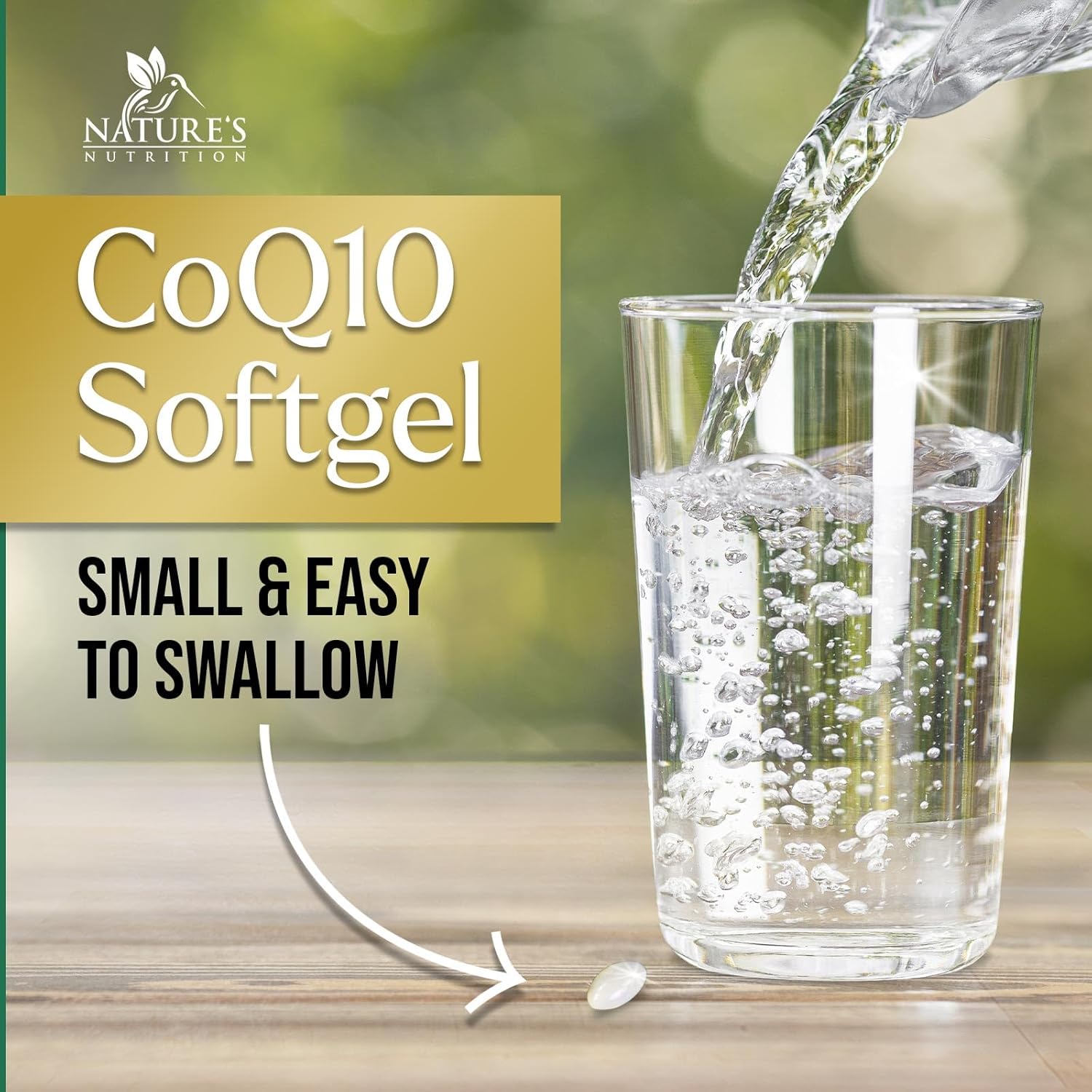 100mg CoQ10 Softgels for Heart Health & Energy Support - Antioxidant, Non-GMO, Gluten Free - 60 Nature's Coenzyme Q10 Vitamins