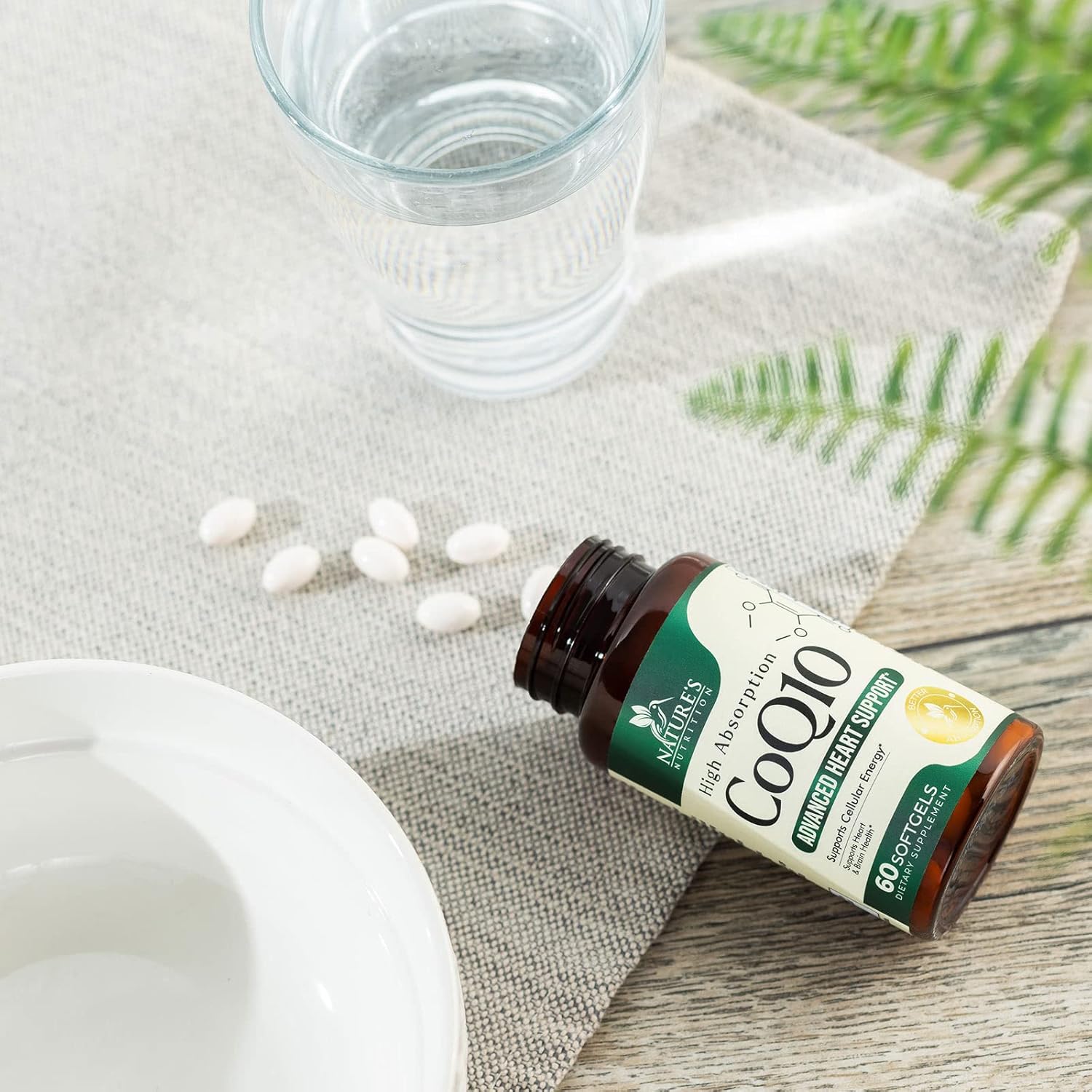 100mg CoQ10 Softgels for Heart Health & Energy Support - Antioxidant, Non-GMO, Gluten Free - 60 Nature's Coenzyme Q10 Vitamins