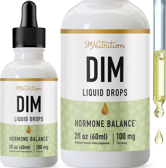 100mg DIM Liquid Drops Supplement for Hormone Balance in Women & Men - Menopause & PMS Support, Antioxidant - Vegan, Non-GMO, Third-Party Tested