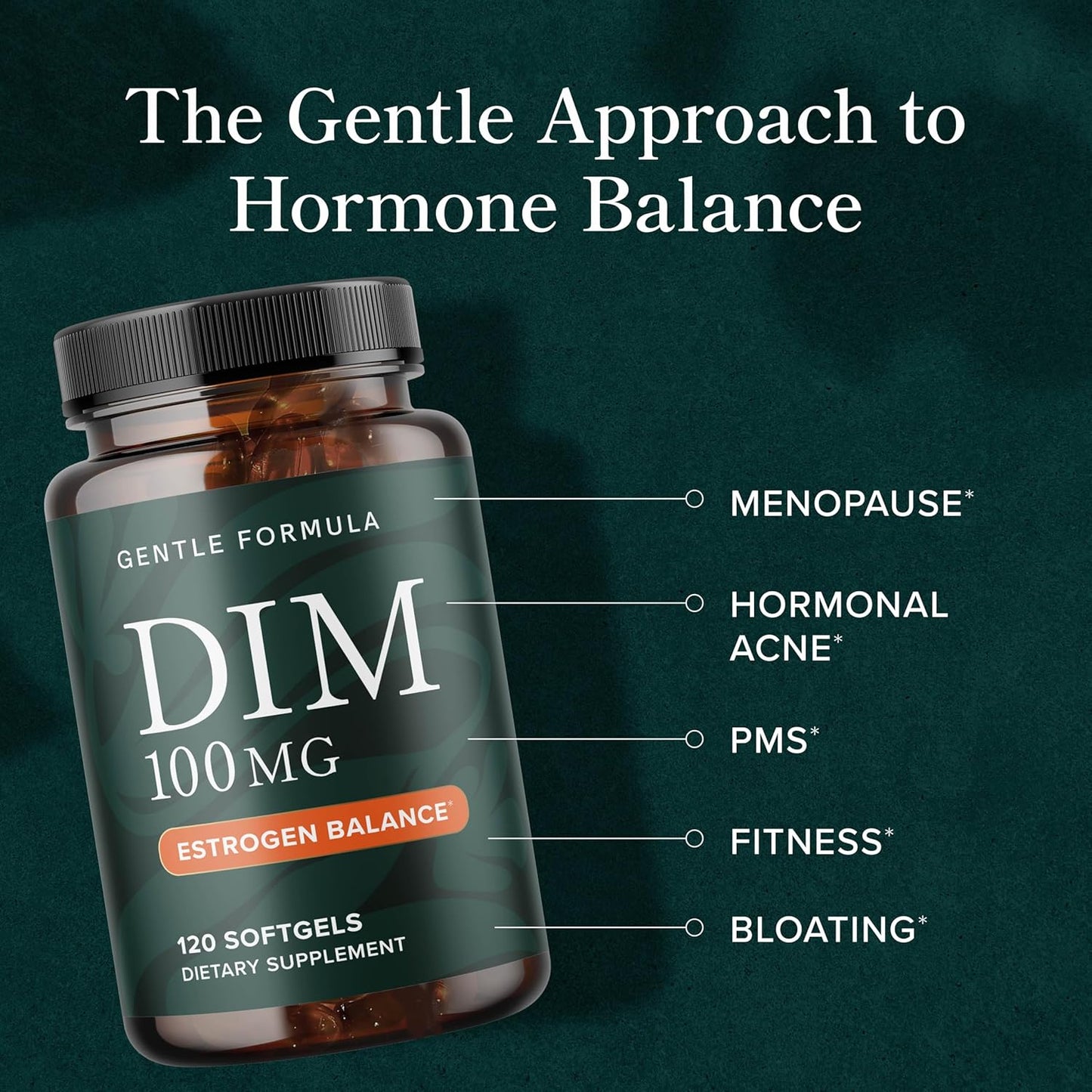 100mg DIM Supplement for Hormone Balance & Antioxidant Support | Estrogen Balance for Men & Women | Softgels with MCT Oil & Vitamin E | 120 Count
