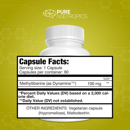 100mg Dynamine Capsules (90 Count) | Pure Methylliberine for Energy & Focus | Enhanced Alertness | Third-Party Tested for Purity & Potency