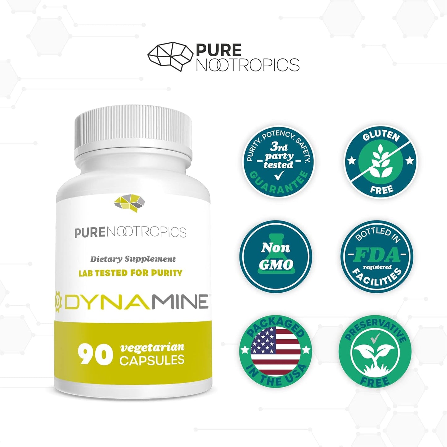 100mg Dynamine Capsules (90 Count) | Pure Methylliberine for Energy & Focus | Enhanced Alertness | Third-Party Tested for Purity & Potency
