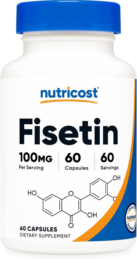 100mg Fisetin Capsules - 60 Count - Pure Polyphenol Antioxidant Supplement - Non-GMO, Gluten Free, Vegan Friendly