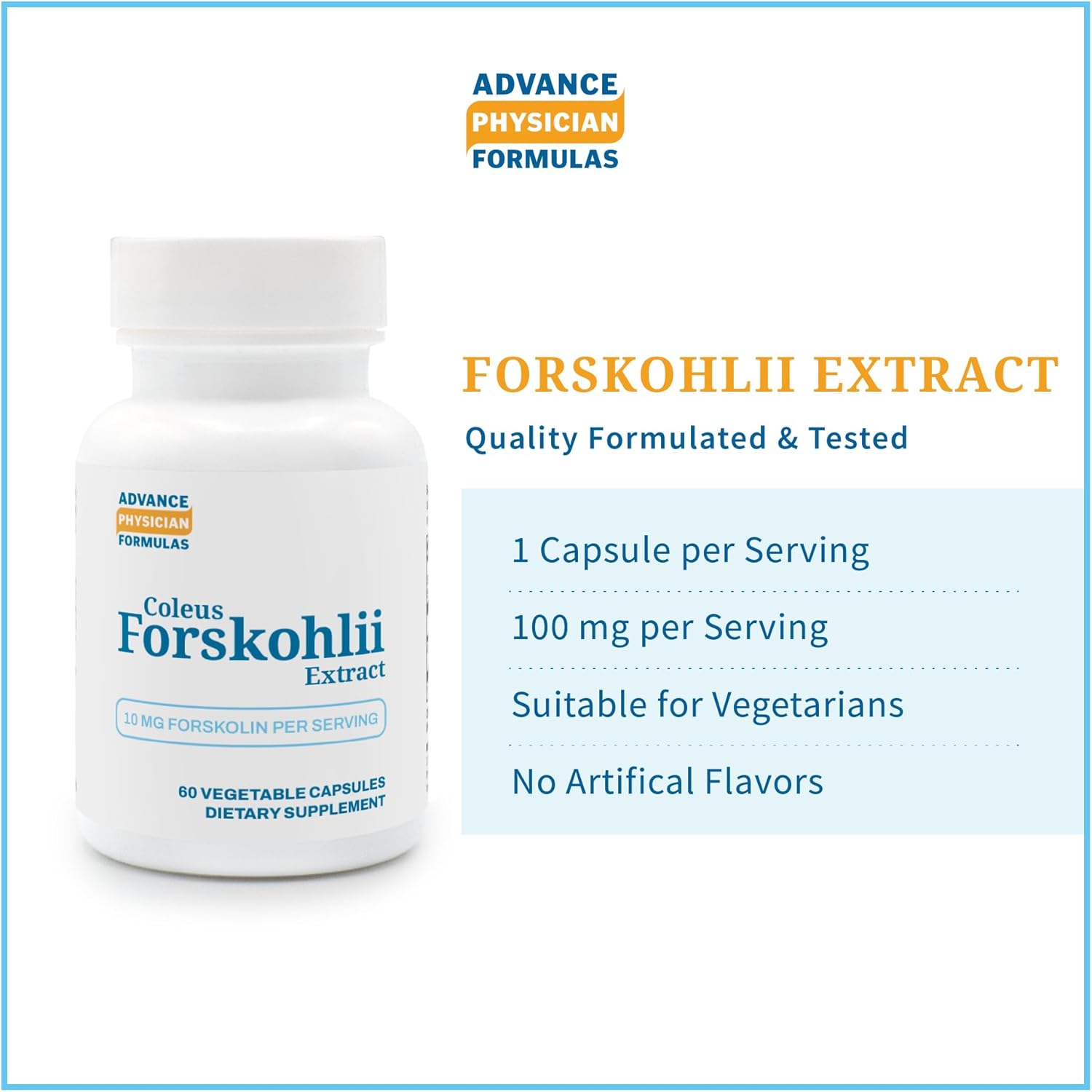 100mg Forskolin (Coleus Forskohlii) Extract - 60 Vegetable Capsules by Advance Physician Formulas