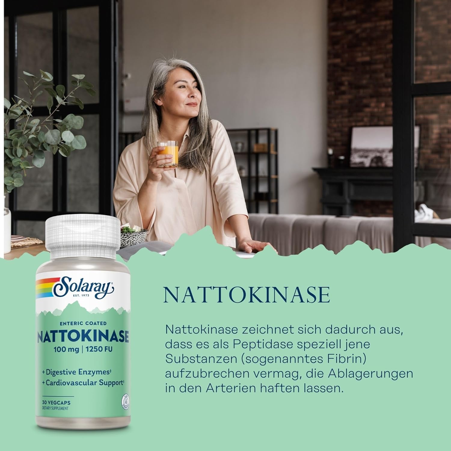 100mg Solaray Nattokinase Veg Capsules - 30 Count Bottle
