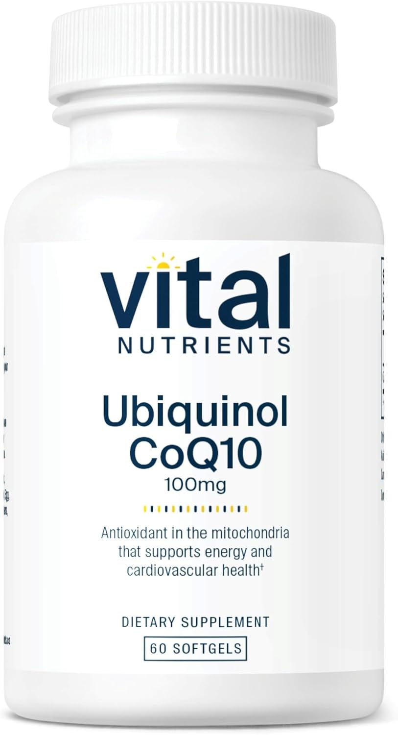 100mg Ubiquinol CoQ10 Softgels for Cardiovascular & Brain Health - Gluten & Dairy Free - 60 Vegetarian Capsules