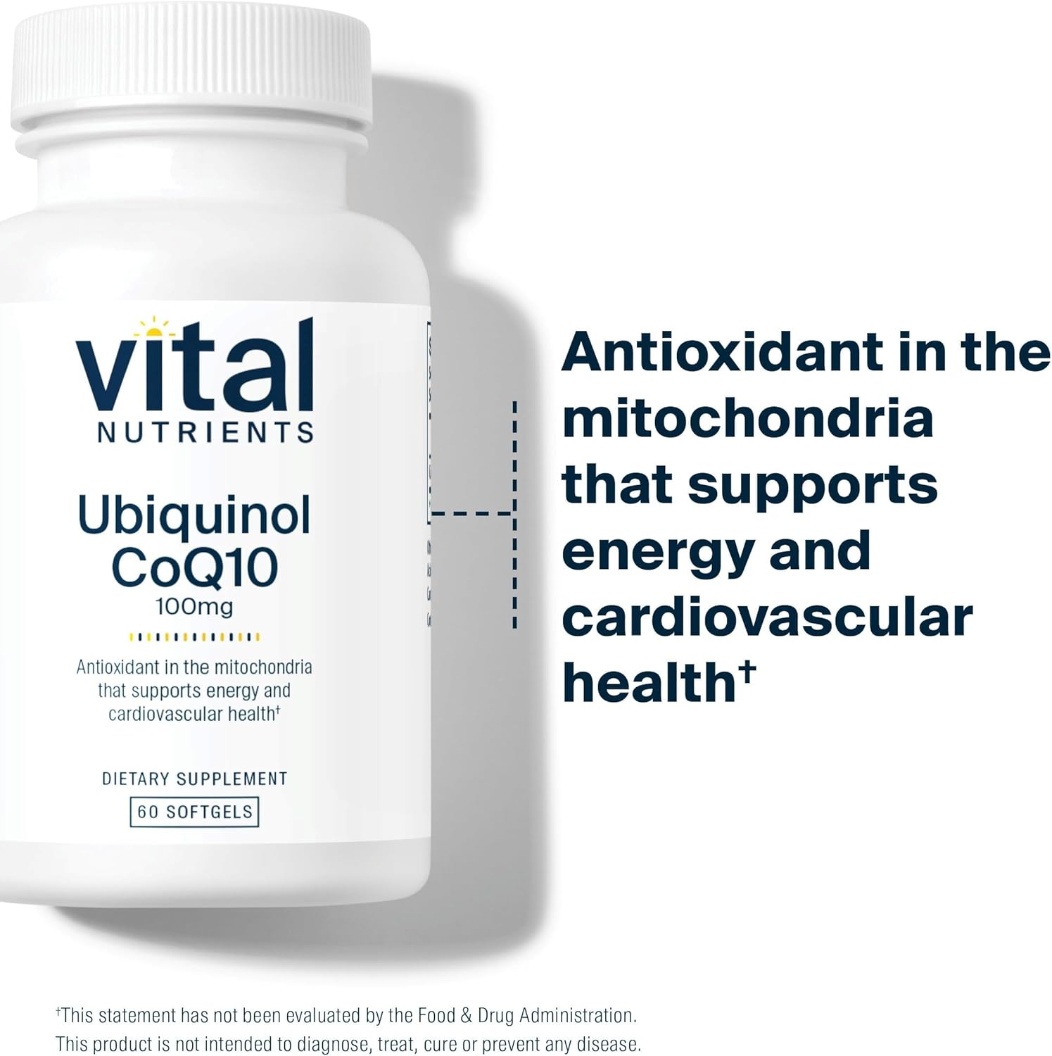 100mg Ubiquinol CoQ10 Softgels for Cardiovascular & Brain Health - Gluten & Dairy Free - 60 Vegetarian Capsules