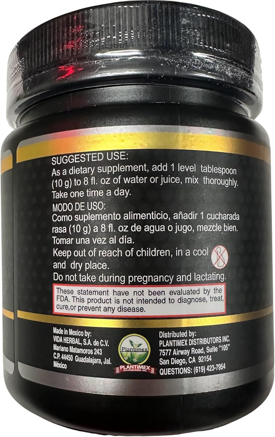 10.5 oz Plantimex Magnesium Potassium Citrate Powder - Dietary Supplement