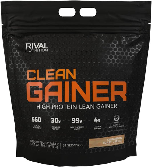 10lbs Rival Nutrition Clean Gainer in Cinnamon Toast Cereal Flavor - High-Quality Protein Supplement