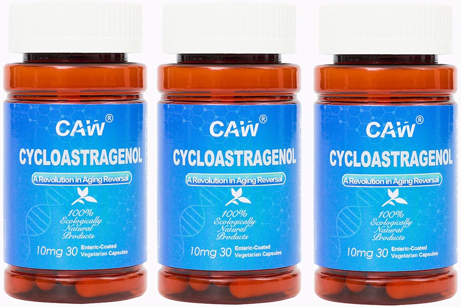10mg Hypersorption Cycloastragenol Capsules x 90 - Telomere Lengthening & DNA Repair - Non-GMO, USA-Made, Vegetarian Formula - 3 Bottles