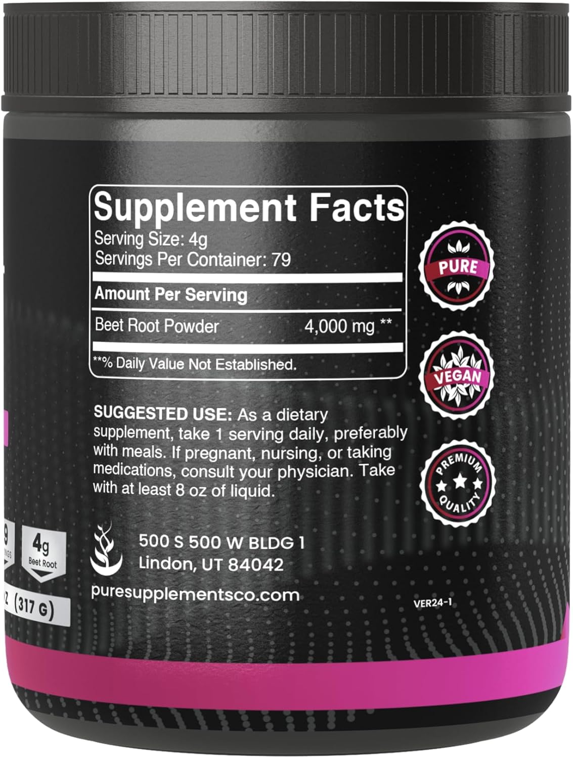 11.2 oz Pure Beet Root Powder for Nitric Oxide Production - Always Pure Ingredients