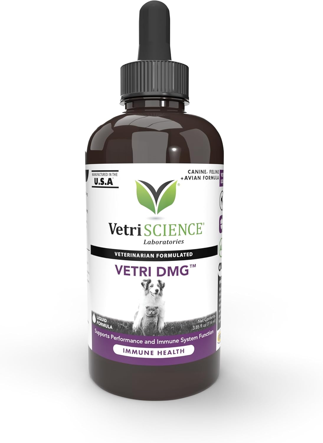 114ml VetriScience Vetri DMG Liquid Drop for Dogs and Cats - Immune Support Supplement