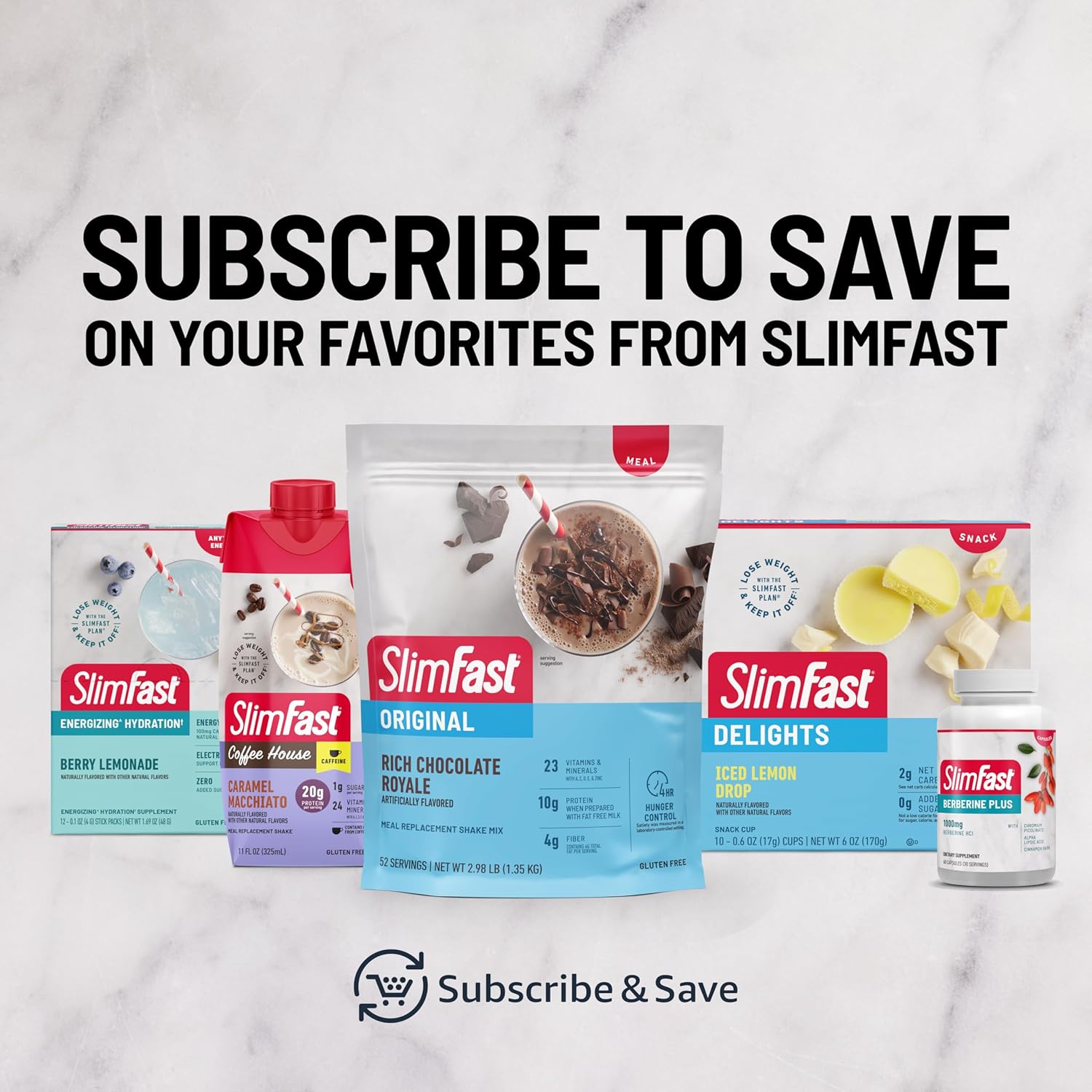 12 Count SlimFast Berry Lemonade Hydration Packets with Intermittent Fasting Electrolytes and Natural Caffeine Powder