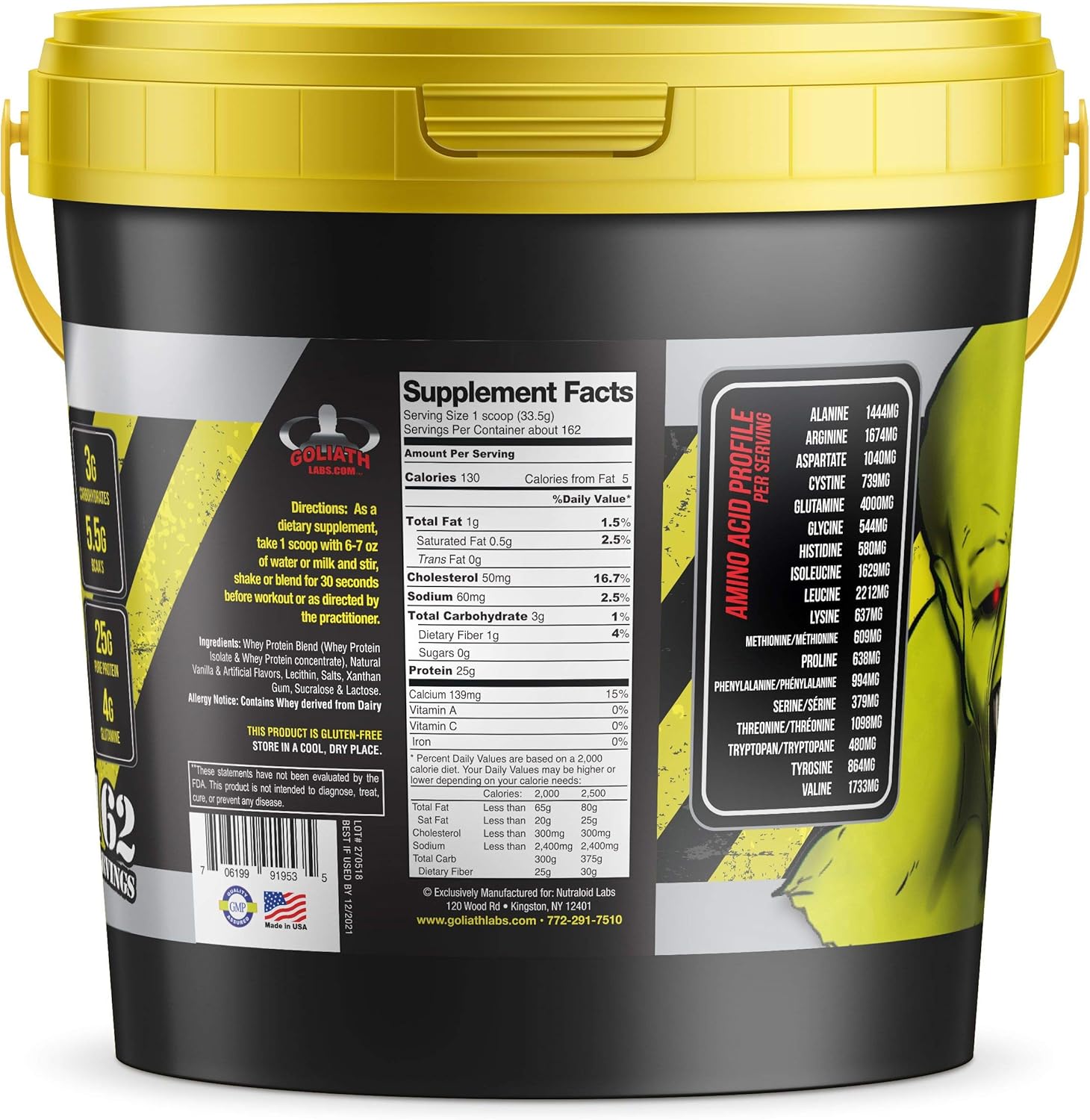 12 lbs of Chocolate Whey Protein Powder by COLOSSAL LABS - Cold Filtered, 25g Protein, 6.6g BCAAs - Packaging May Vary