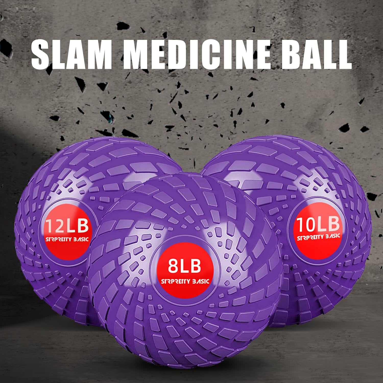 12 lbs STRPRETTY BASIC Medicine Ball Slam Ball for Exercise Strength Training & Crossfit Workout