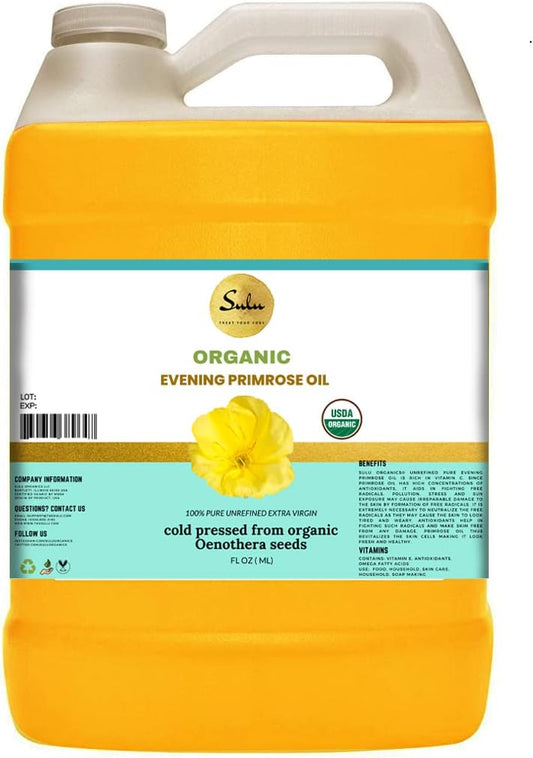 12 oz Sulu Organics Evening Primrose Oil - 100% Pure Organic, All Natural with 12% GLA