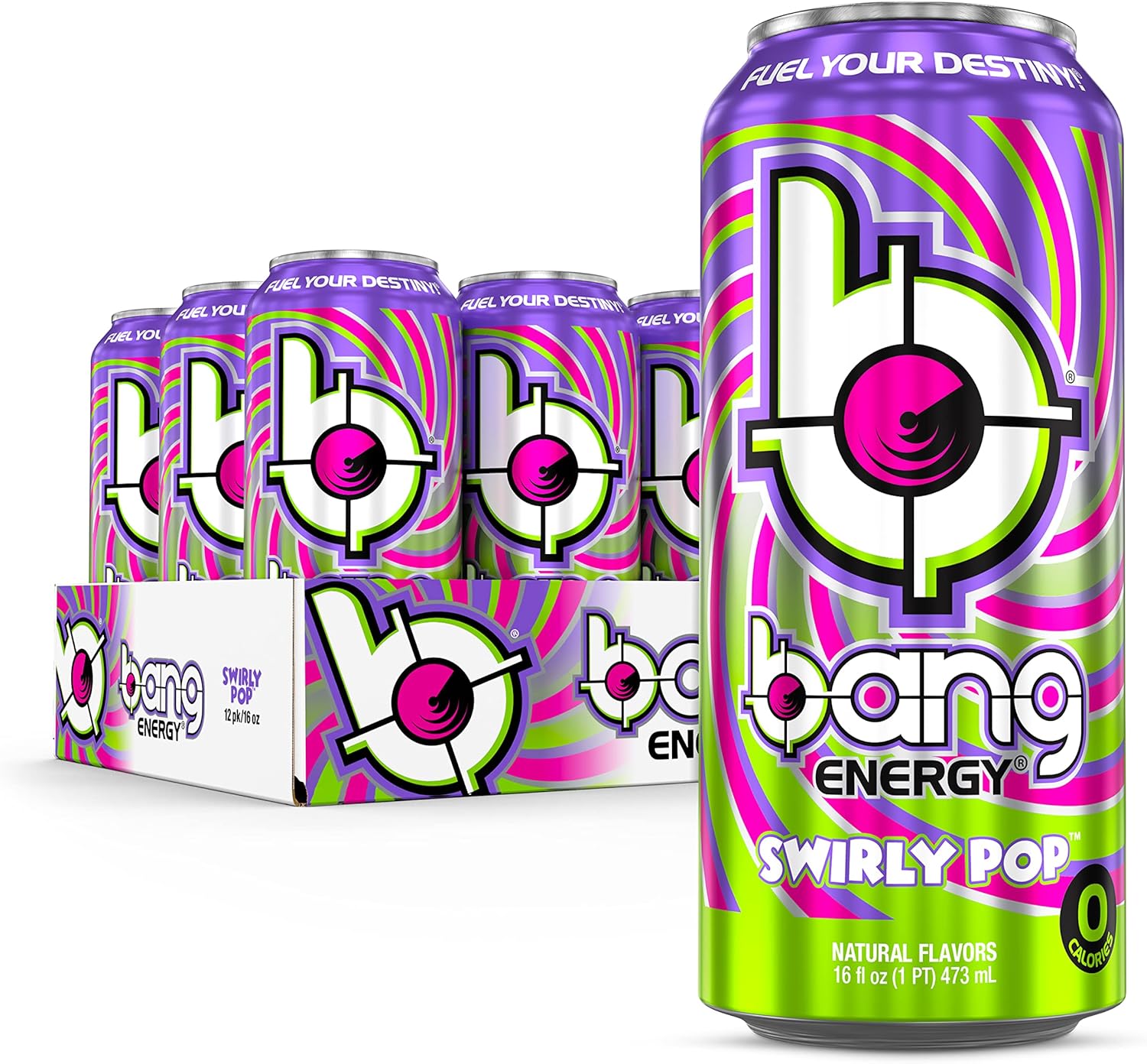 12-Pack Bang Energy Swirly Pop Sugar-Free Energy Drink 16 oz