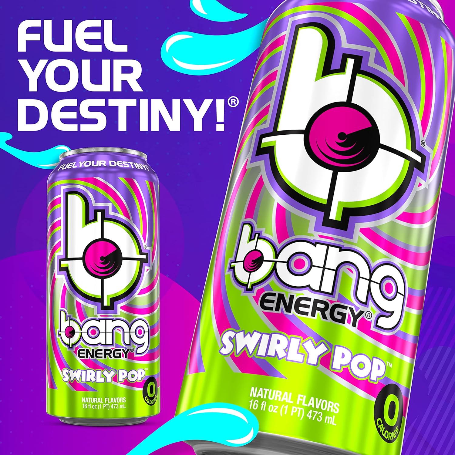 12-Pack Bang Energy Swirly Pop Sugar-Free Energy Drink 16 oz