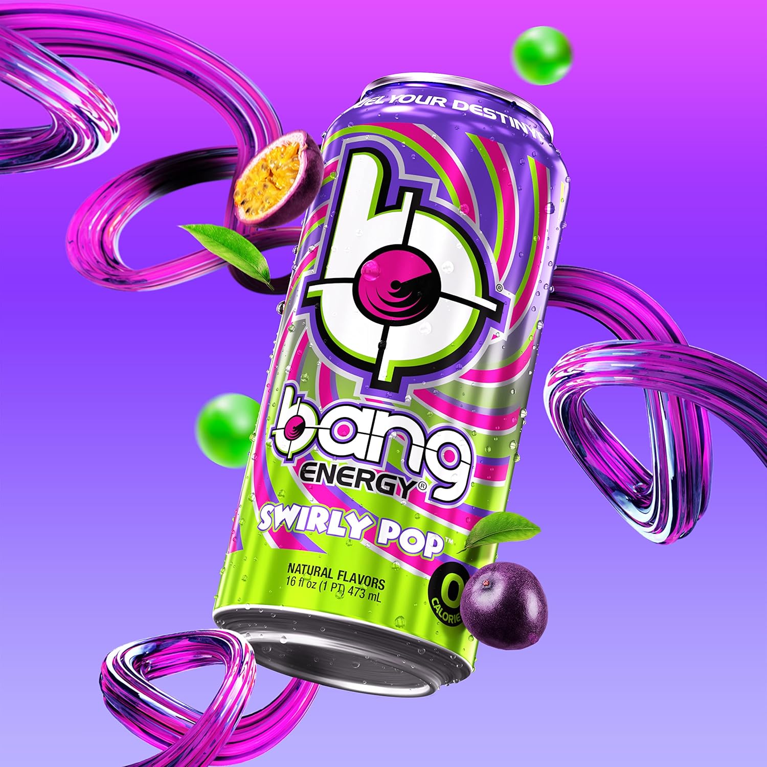 12-Pack Bang Energy Swirly Pop Sugar-Free Energy Drink 16 oz