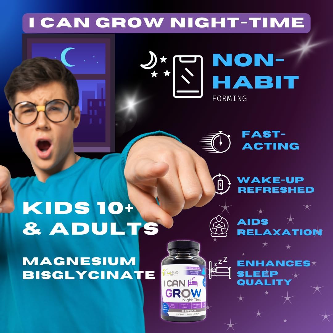 12 Pack Bundle: Fawelo Growth & Sleep Wellness for Kids and Teens - 6-Month Supply of I Can Grow + Night-Time Aid | Natural Development & Sleep Support | Made in USA | GMP Certified