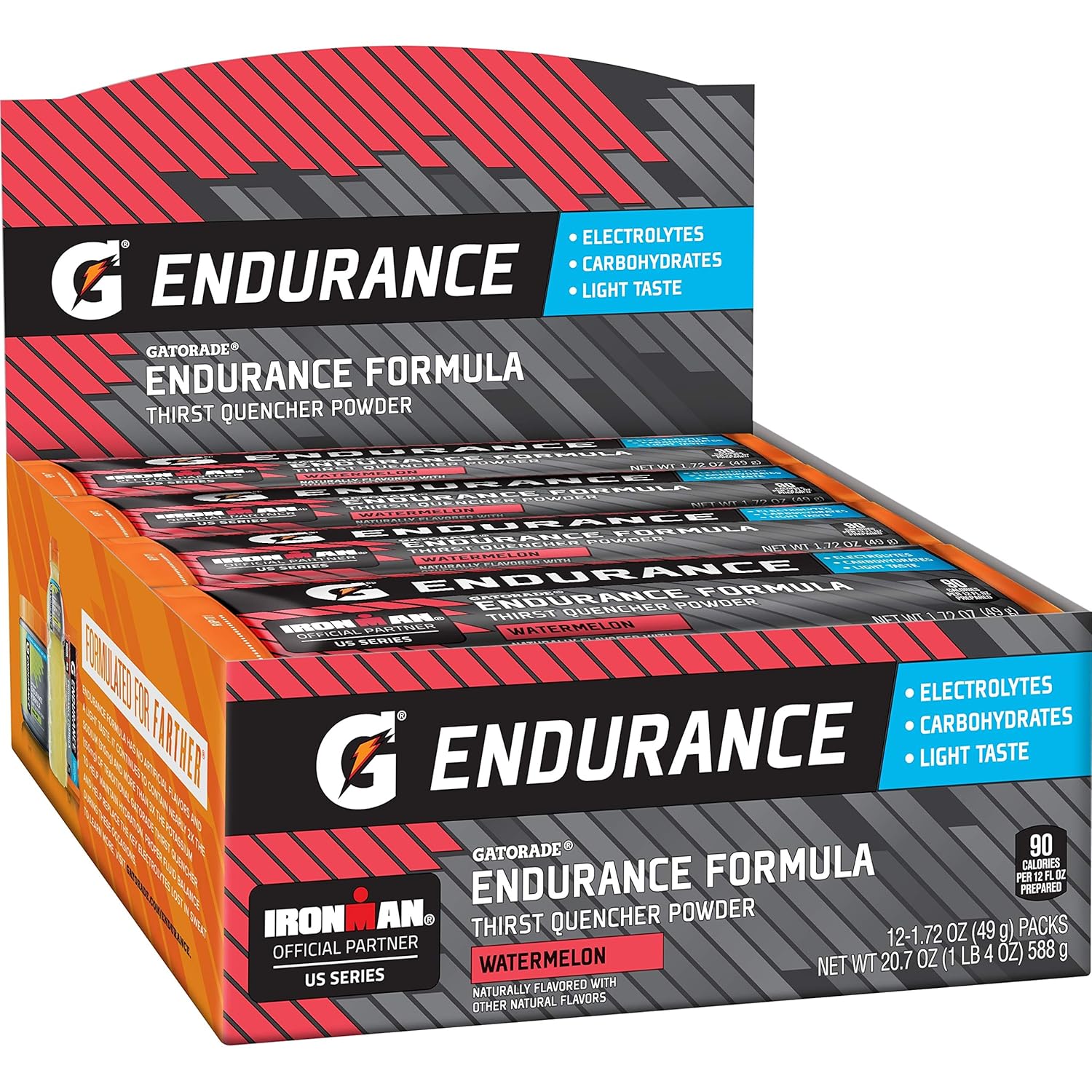 12-Pack Gatorade Endurance Powder, Watermelon Flavor with Electrolytes - 1.72 Ounce