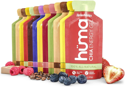 12 Pack Huma Chia Energy Gel Variety - Endurance Exercise Fuel with Stomach-Friendly Real Food Energy Boosters