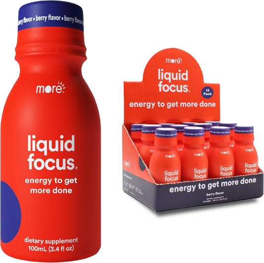 12-Pack More Labs Liquid Focus Nootropic Smart Drink with Antioxidants, Herbs, 150mg Caffeine for Energy & Concentration